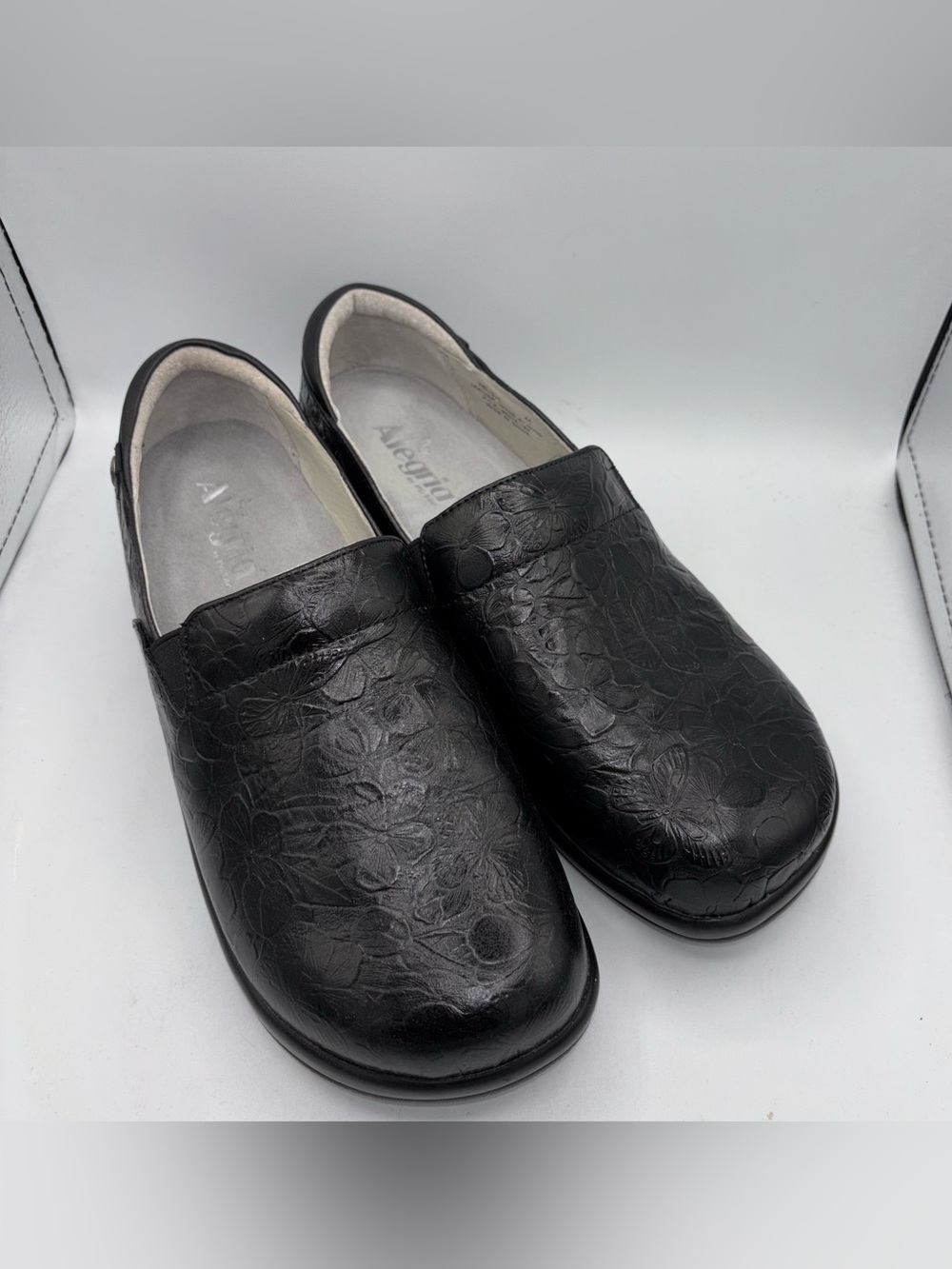 Alegria PG Lite Keli Floral Embossed Leather Clogs